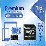 Verbatim Premium microSDHC 16GB Class 10 U1 UHS-I με αντάπτορα