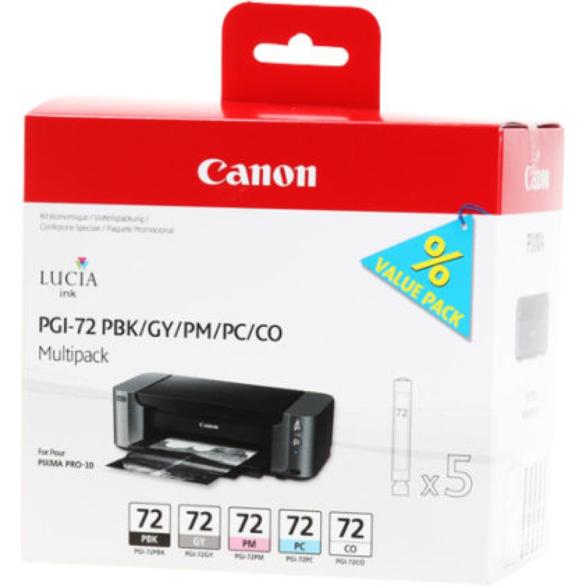 Canon PGI-72 Γνήσιο Πακέτο 5 Μελανιών Εκτυπωτή InkJet Photo Κυανό / Photo Ματζέντα / Photo Μαύρο / Γκρι / Chroma Optimizer (6403B007)