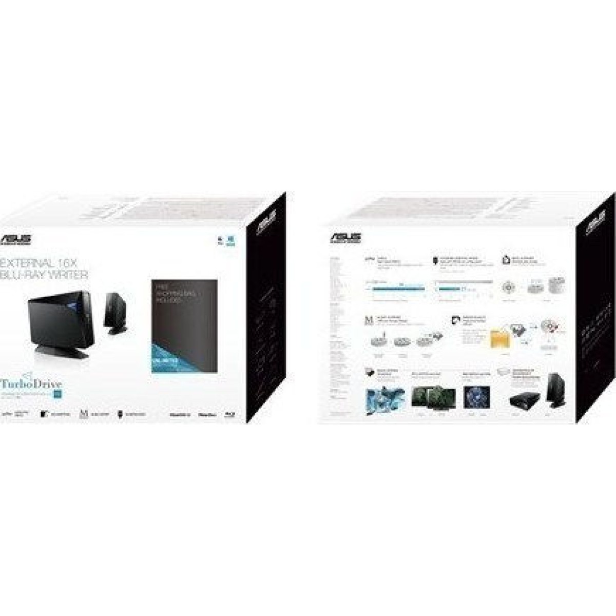 Asus TurboDrive BW-16D1H-U PRO Εξωτερικός Οδηγός Εγγραφής/Ανάγνωσης Blu-Ray/DVD/CD για Desktop / Laptop Μαύρο