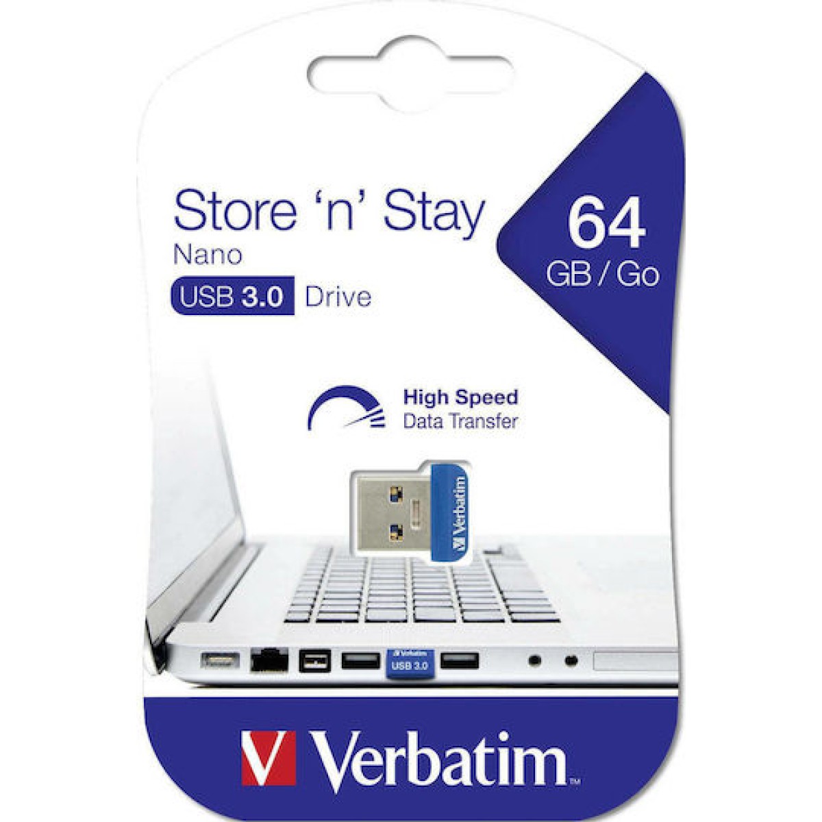 Verbatim Store 'n' Stay Nano 64GB USB 3.0 Stick Μπλε
