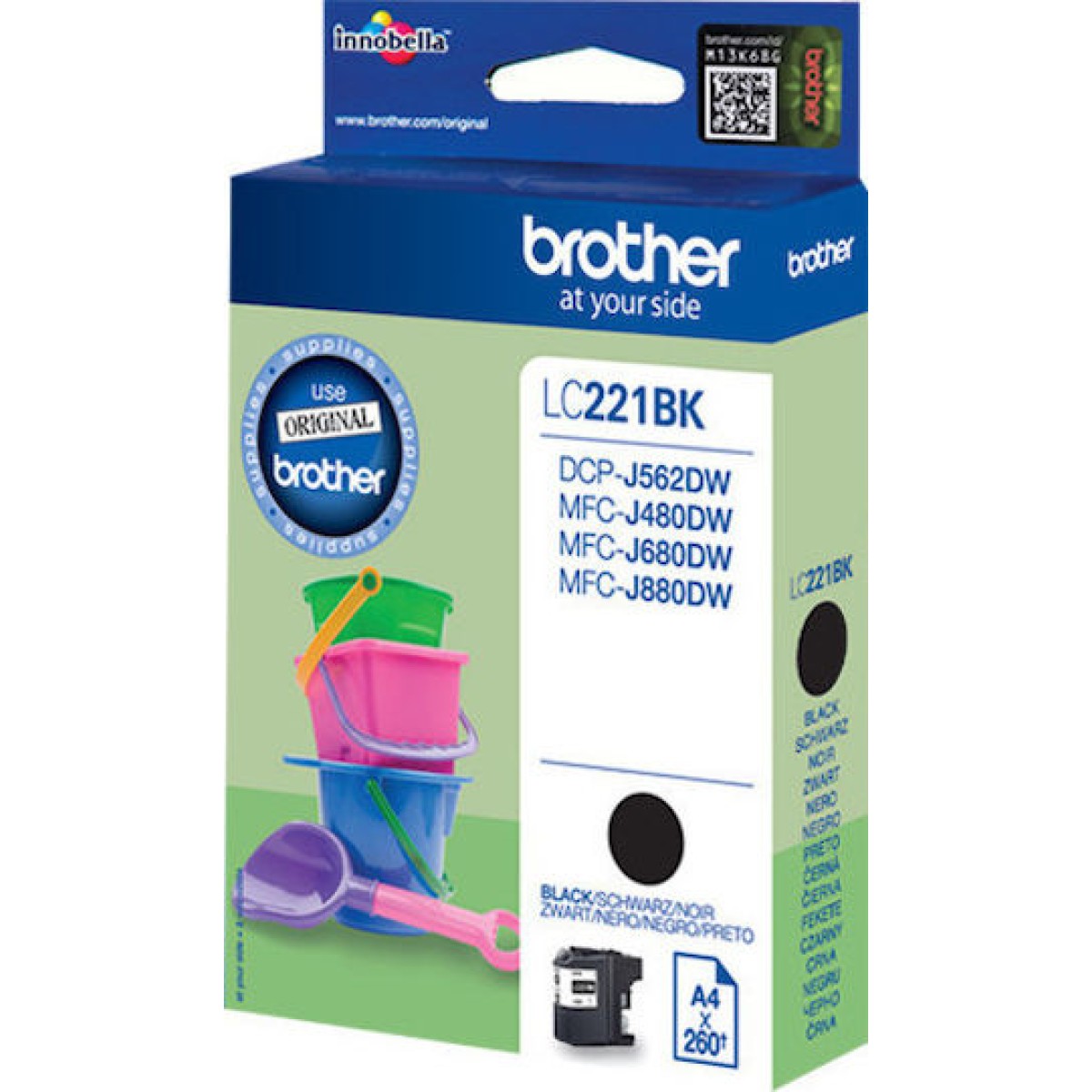 Brother LC221 Γνήσιο Μελάνι Εκτυπωτή InkJet Μαύρο (LC-221BK)