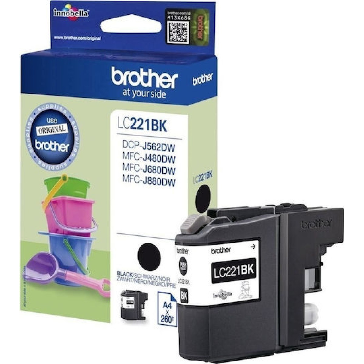 Brother LC221 Γνήσιο Μελάνι Εκτυπωτή InkJet Μαύρο (LC-221BK)