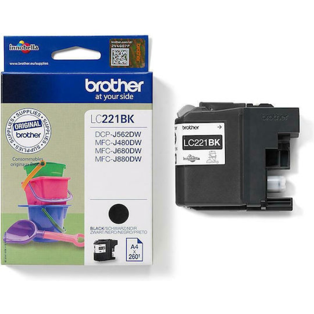 Brother LC221 Γνήσιο Μελάνι Εκτυπωτή InkJet Μαύρο (LC-221BK)