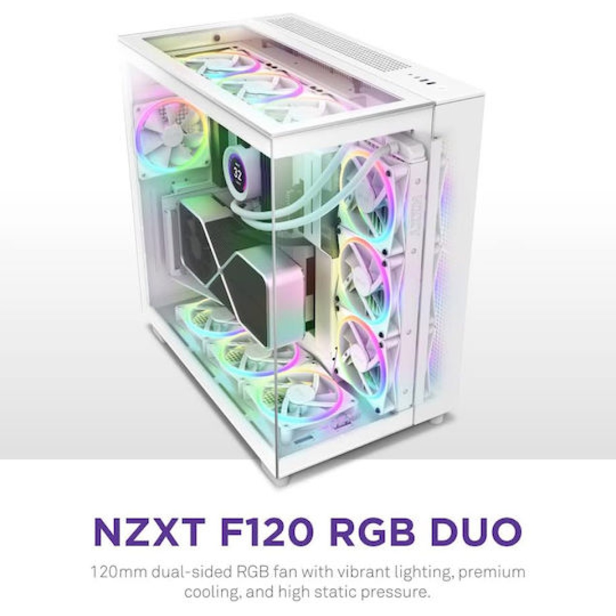 NZXT F120 RGB Duo Case Fan με Σύνδεση 4-Pin PWM Λευκό