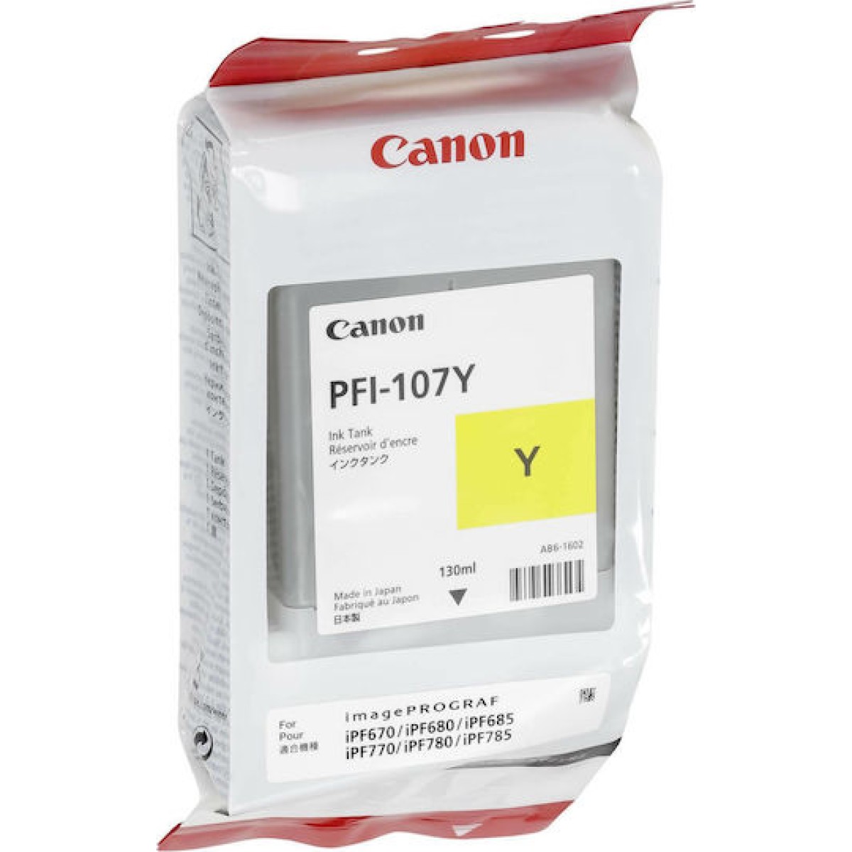 Canon PFI-107 Γνήσιο Μελάνι Εκτυπωτή InkJet Κίτρινο (6708B001)