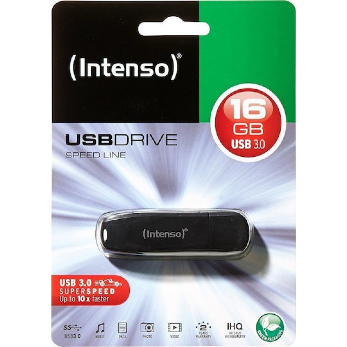 Intenso Speed Line 16GB USB 3.0 Stick Μαύρο