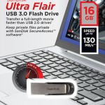 Sandisk Ultra Flair 16GB USB 3.0 Stick Μαύρο
