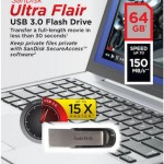 Sandisk Ultra Flair 64GB USB 3.0 Stick Μαύρο