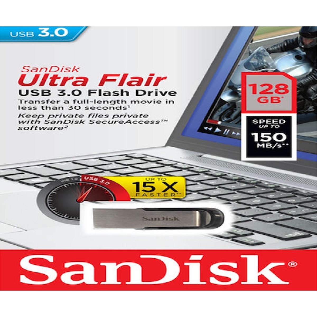 Sandisk Ultra Flair 128GB USB 3.0 Stick
