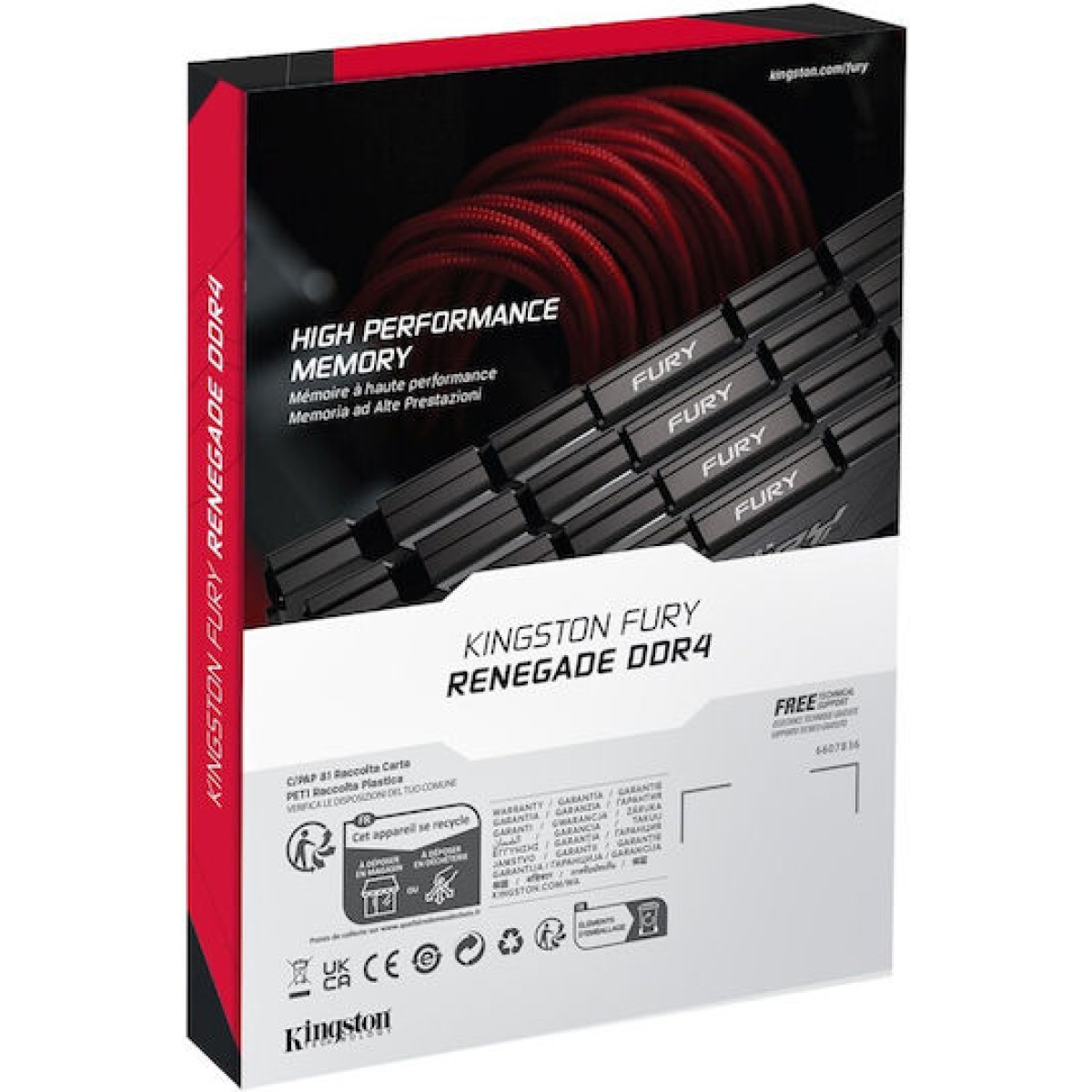 Kingston Fury Renegade DDR4 32GB RAM με 2x16GB Modules και Ταχύτητα 3600 για Desktop