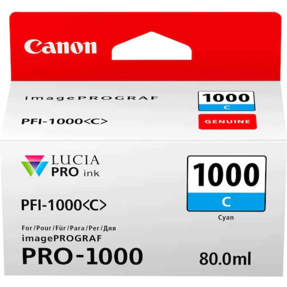 Canon PFI-1000 Γνήσιο Μελάνι Εκτυπωτή InkJet Κυανό (0547C001)