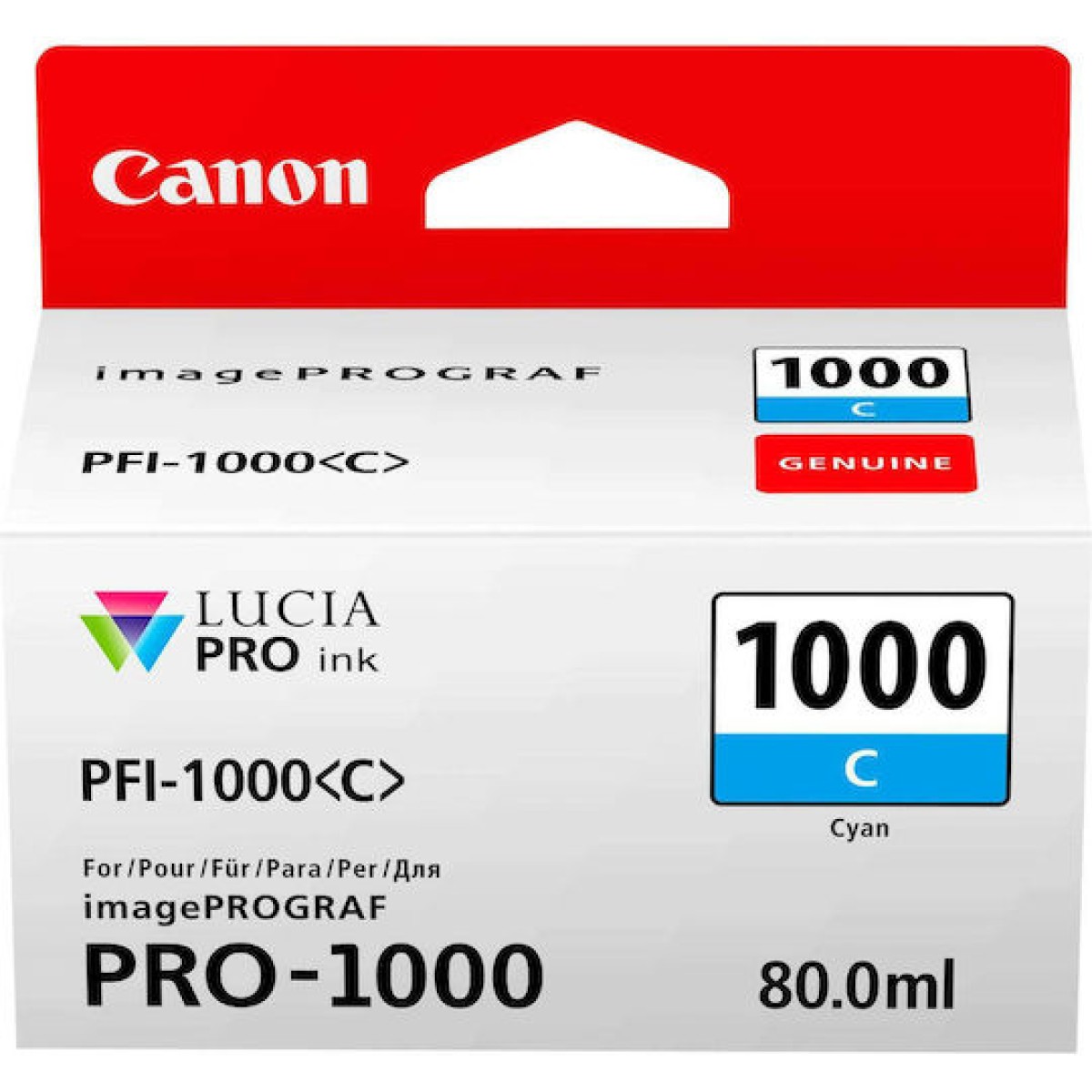 Canon PFI-1000 Γνήσιο Μελάνι Εκτυπωτή InkJet Κυανό (0547C001)