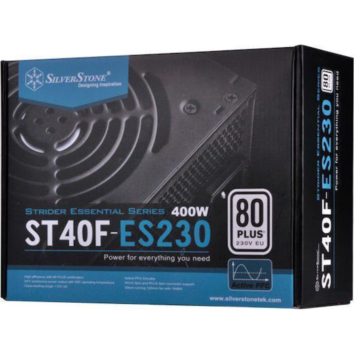 Silverstone Essential 400W 400W Μαύρο Τροφοδοτικό Υπολογιστή Full Wired 80 Plus Standard